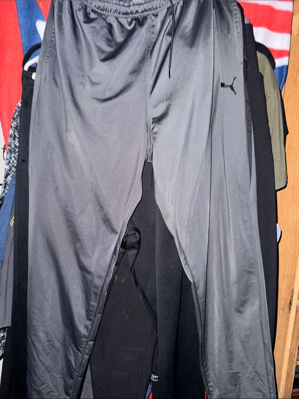 Men’s XXL Puma Charcoal Gray Athletic Track Pants with Black Puma Logo